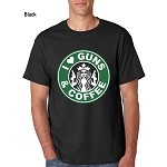 "I Love Guns & Coffee" Men's T-Shirt Sizes SM-4XL White-Black-Sand-Grey