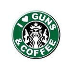 "I Love Guns and Coffee" 4 Inch Round Vinyl Sticker